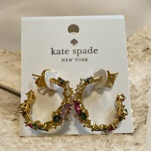 Kate Spade Gold Earrings with Pink and Green Accents